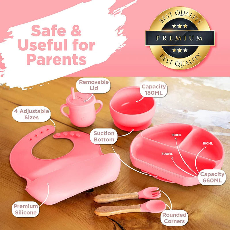 Silicone Baby Cutlery Set-Premium Silicone Baby Feeding Set-Free Shipping