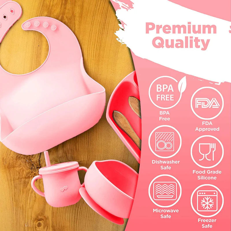 Silicone Baby Cutlery Set-Premium Silicone Baby Feeding Set-Free Shipping